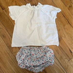 Petit Bateau White Ruffled Baby Top 2T